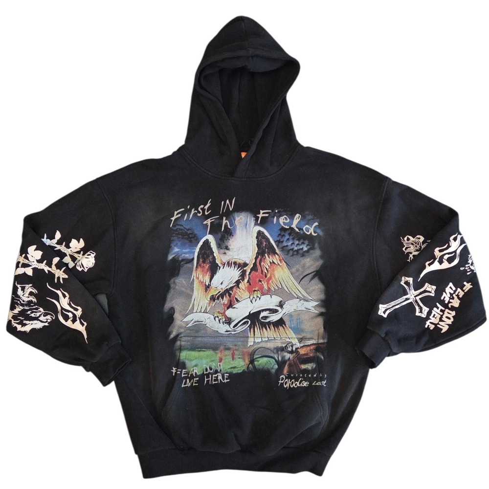 Paradise Lost First In The Field Eagle Graphic Hoodie Black Mens Sz M Streetwear